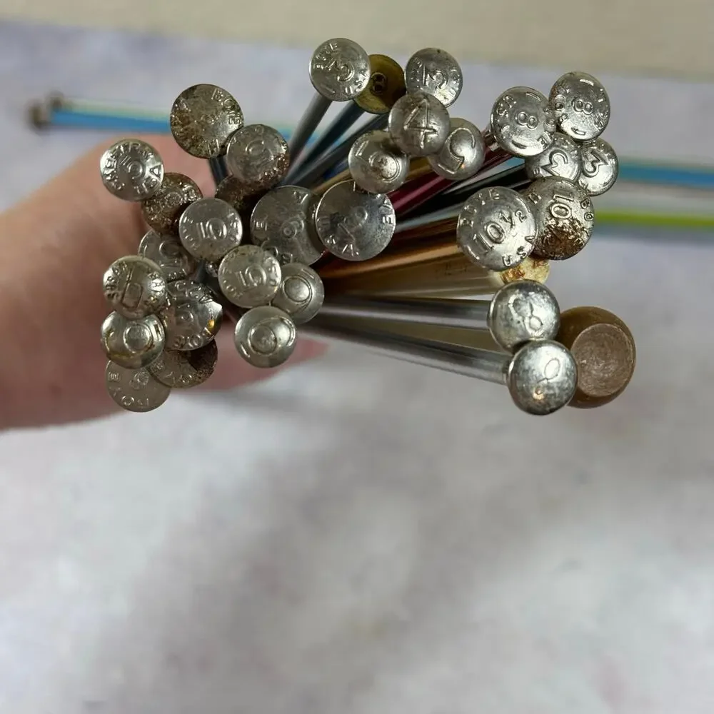 Lot of Knitting Needles Various Sizes 18 Pairs 10 Singles Bates Boye Aluminum